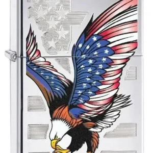 Zippo Lighter - Eagle Flag High Polish Chrome